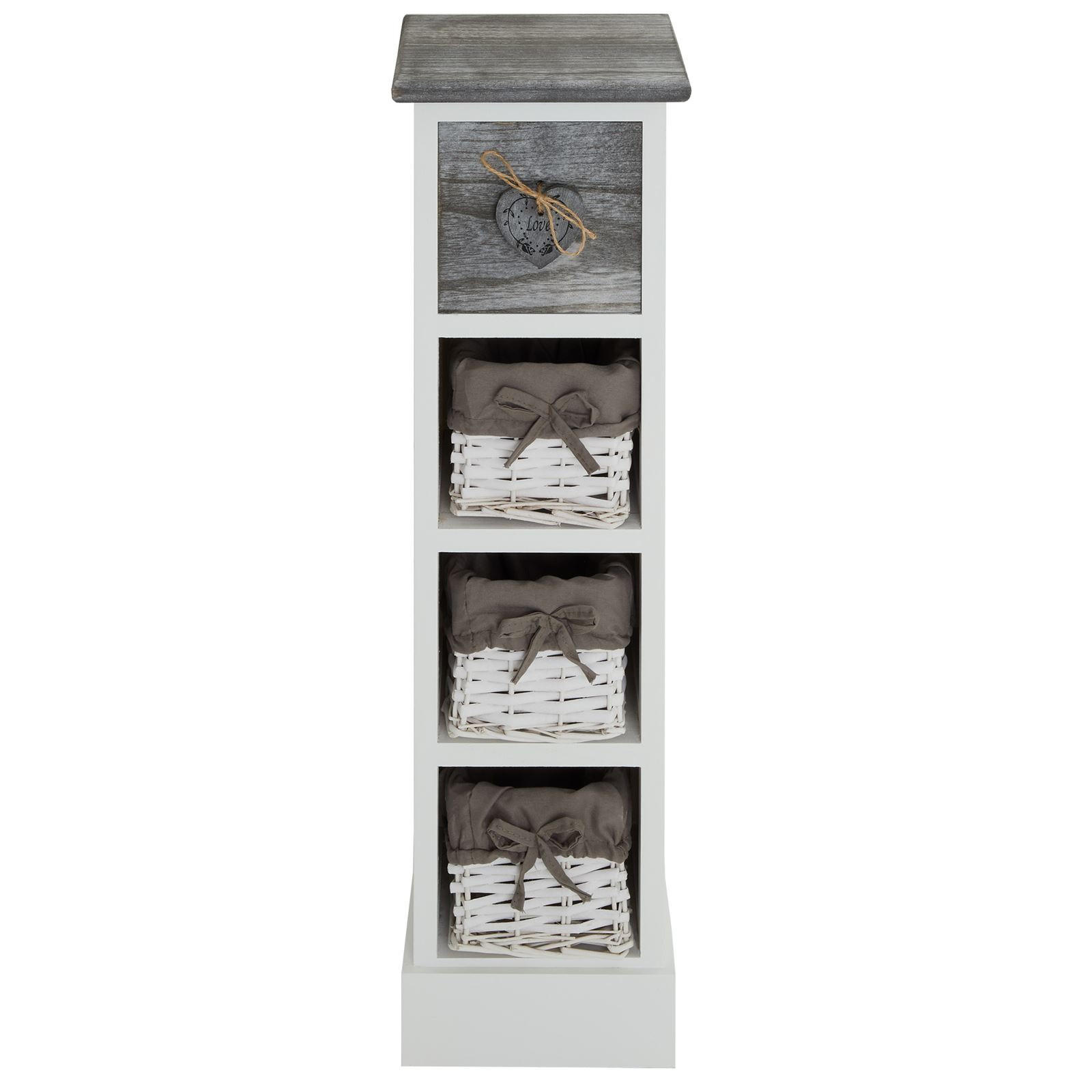 Thumbnail - CARO-Möbel Kommode, Weiß, Holz, Paulownia, Vintage, 20x70x20 cm, Wohnzimmer, Kommoden & Sideboards, Kommoden