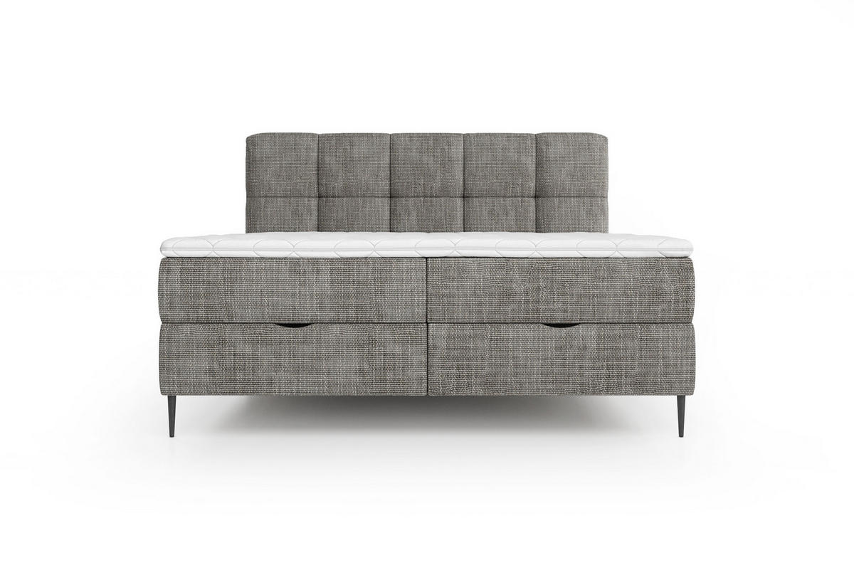 BOXBETT Edel 180x200 cm mit Bettkasten – Hellgrau, modernes Design - Hellgrau, Textil (180/200cm)