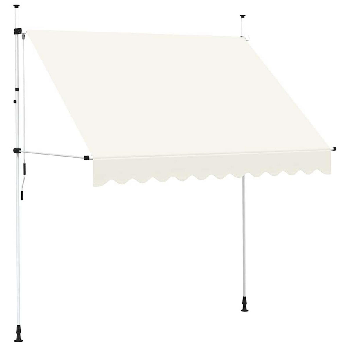 EINZIEHBARE Markise Handbetrieben 250 cm Cremeweiß - Creme, Textil (250/1/1cm) - furnicato
