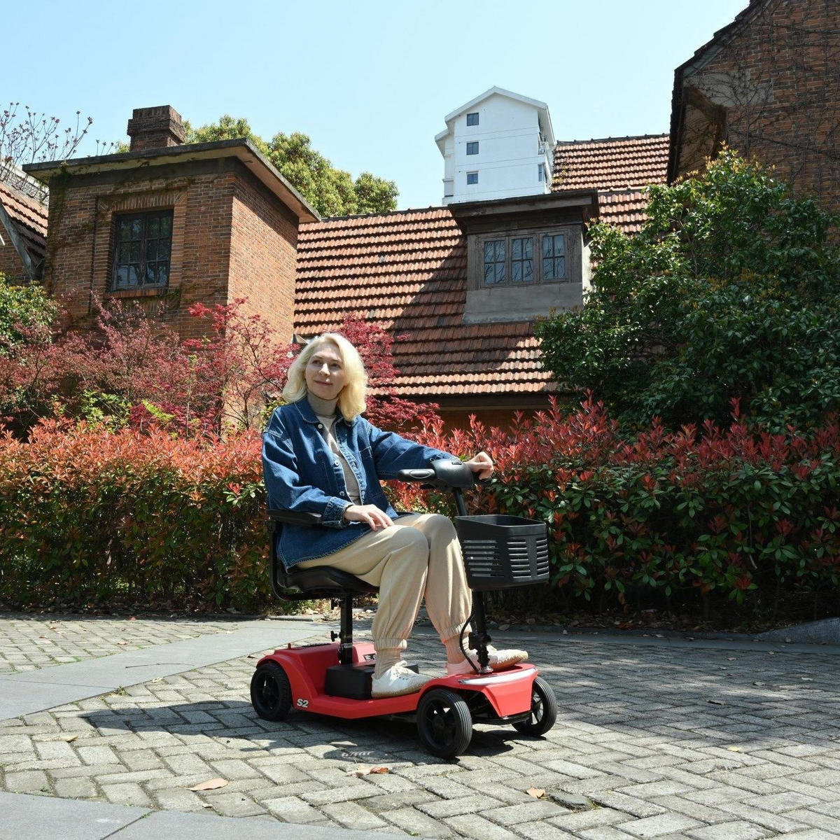 ELEKTROMOBIL faltbar Seniorenmobil,250 W,25 km,12Ah 4-Rad-Scooter,Rot - Rot, Metall (48.5/86/99cm) - LVHOM