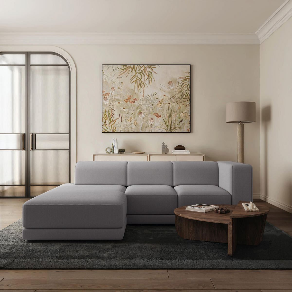 ECKSOFA Novals L-Form, 4-Sitzer, links 278 cm - Schwarz/Grau, Holz/Kunststoff (278/168cm) - Selsey