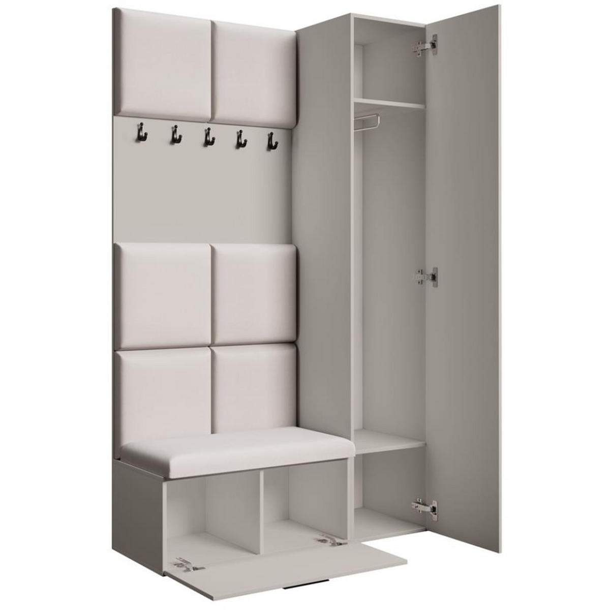 GARDEROBE Margaret I+IV 121/203/43 mit gepolsterten Paneelen - Kaschmir/Schwarz, Holzwerkstoff/Kunststoff (121/203/43cm) - Beautysofa