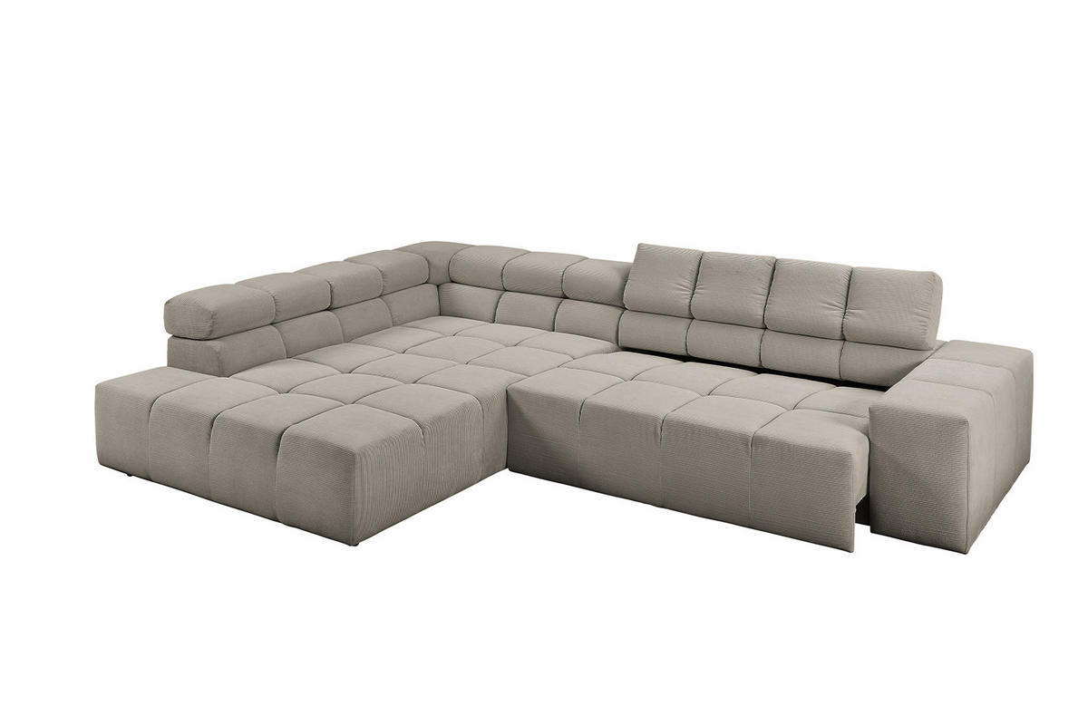 ECKSOFA MIT MOTORISCHEM SITZVORZUG NEVADA Grau Cord - Schwarz/Grau, Kunststoff/Textil (319/215cm) - KAWOLA