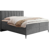 BOXBETT Allen mit Bettkasten, Samt Grau 180x200 cm – inkl. H4 Taschenfederkern Matratze & Foam Topper - Schwarz/Grau, Holzwerkstoff/Metall (180/200cm) - WFL GROUP