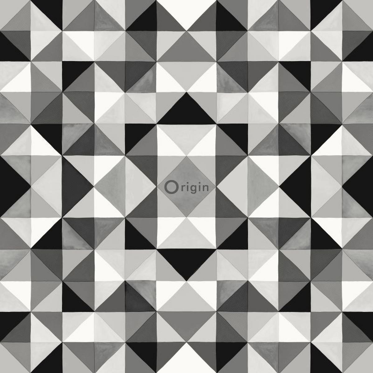 TAPETE kubistisches Muster 53 cm x 10.05 m - Schwarz, Papier (53/1000cm) - Origin Wallcoverings