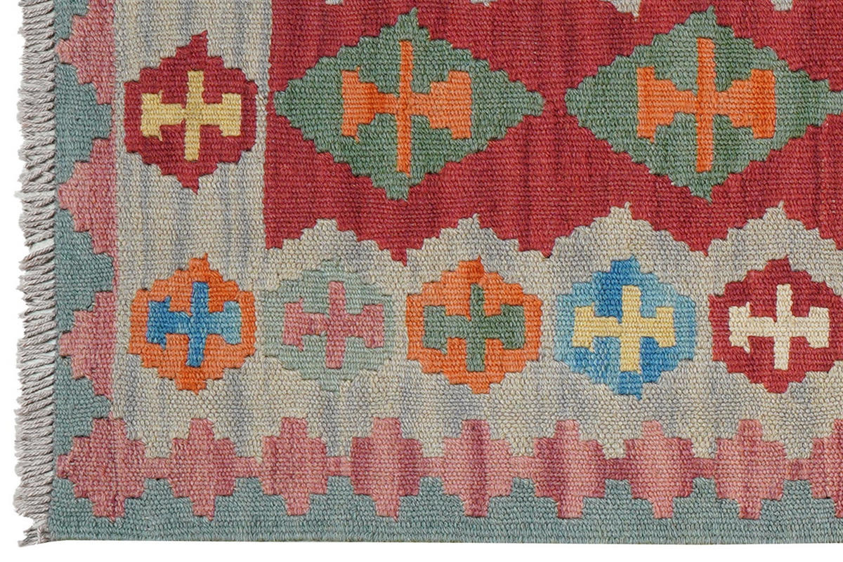 HANDWEBTEPPICH Kelim Gashgai Rot 246/62 cm Schurwolle - Rot, Textil (62/246cm) - Looma