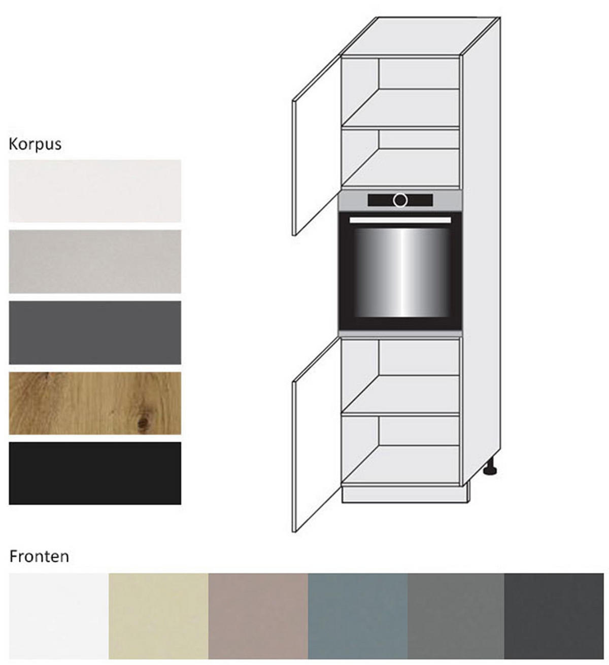 BACKOFENHOCHSCHRANK Kvantum D14/RU/2D Beige Matt / Lava Matt 60 / 59 / 207cm - Dunkelgrau/Beige, Holz/Holzwerkstoff (60/207/59cm) - Feldmann-Wohnen