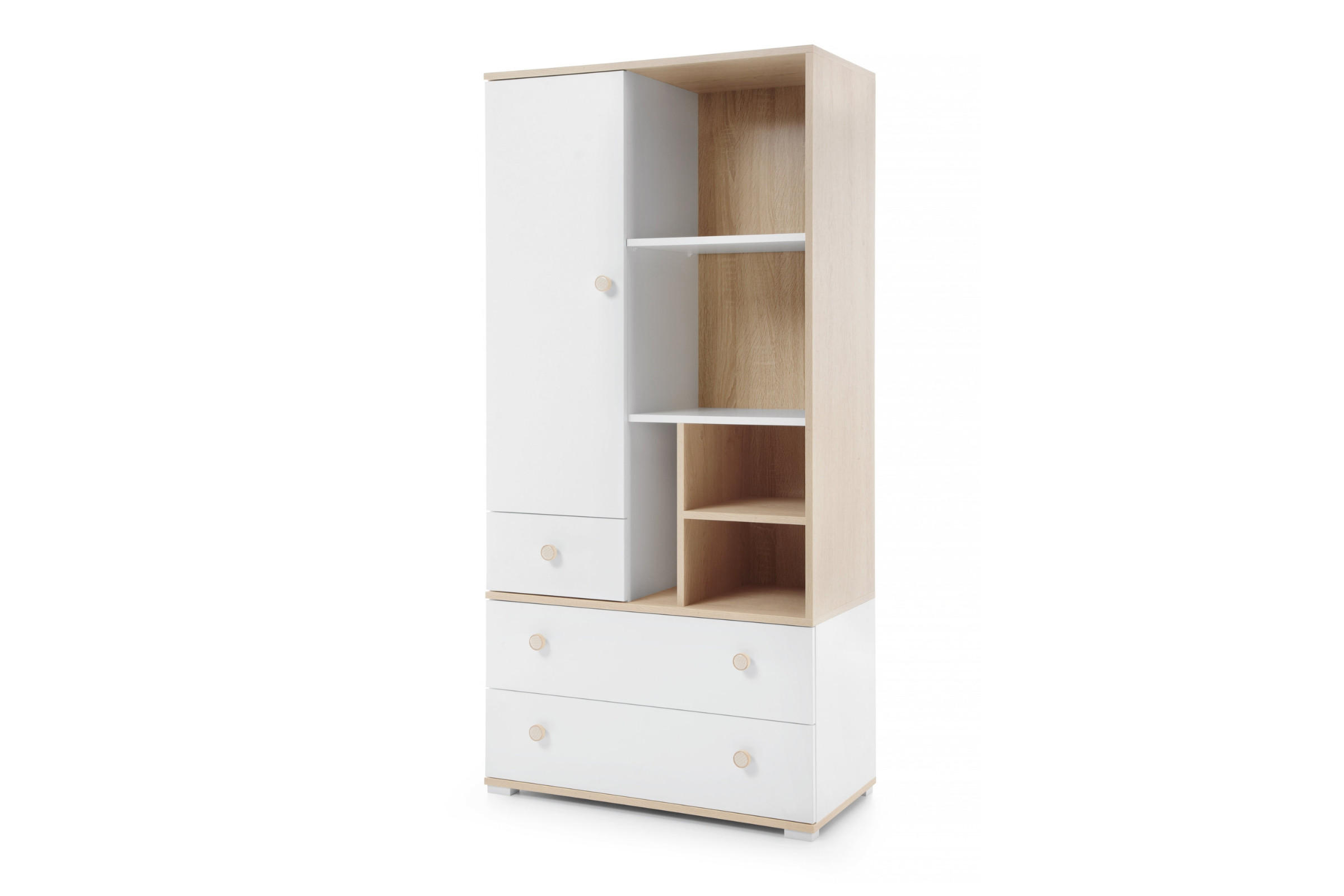 KINDERHOCHKOMMODE OKTAVIA 03 in Weiß Matt / Eiche - Eichefarben/Weiß, Holzwerkstoff (80/165/40cm) - Deine Möbel 24