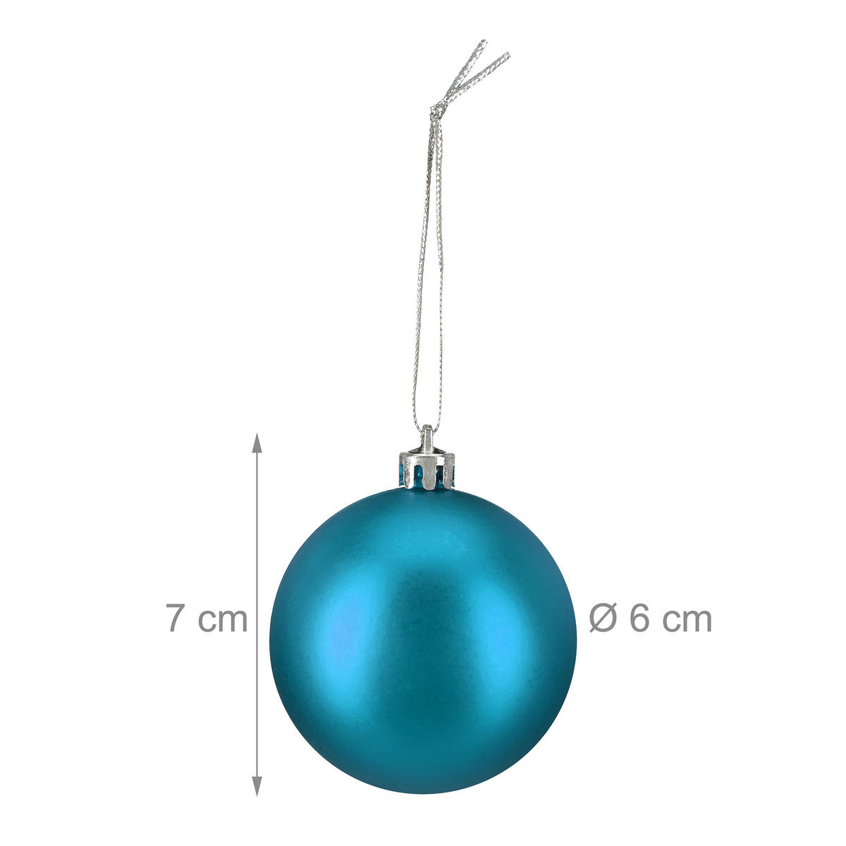 100XWEIHNACHTSKUGELN - Türkis, Kunststoff (6/7/6cm) - Relaxdays