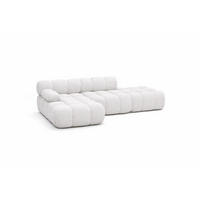 ECKSOFA L-Form Modular Mit Hocker, Bouclé-Stoff Abriamo, Ecru, Links, Selia - Ecru, Holz (285/160cm) - Kaiser Möbel