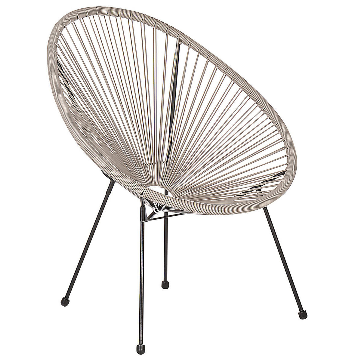 RATTANSTUHL 2er-SET Kunststoff hellgrau 70 cm Acapulco II - Hellgrau/Schwarz, Kunststoff (70/87/90cm) - Beliani