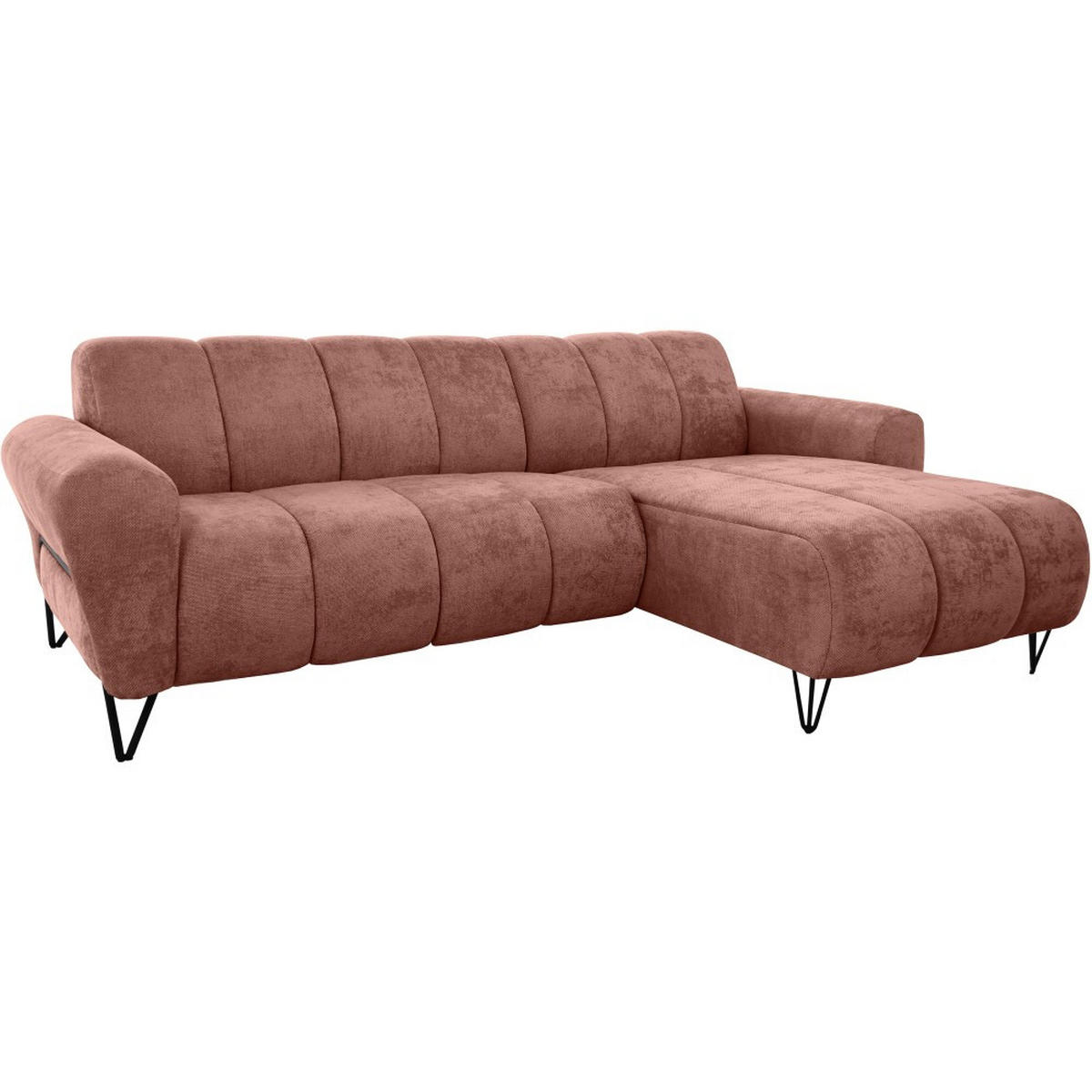ECKSOFA Volare Mini ohne Schlaffunktion rot rechts, Vega-Stoff - Rot/Schwarz, Textil/Metall (256/165cm) - Beautysofa
