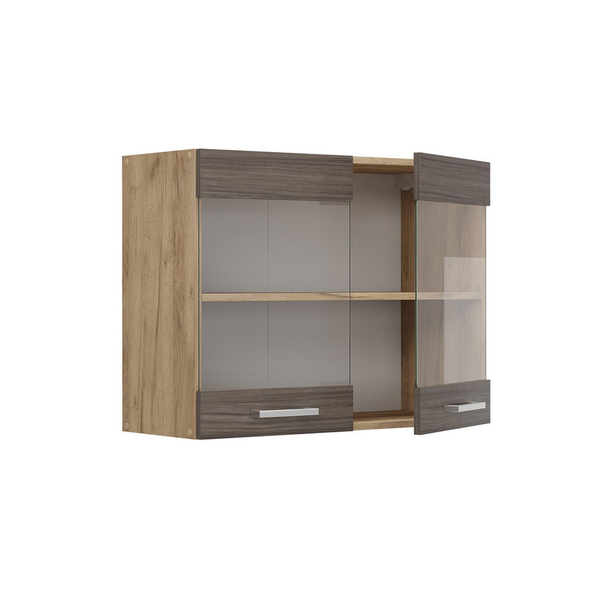 KÜCHENGLASHÄNGESCHRANK R-Line Edelgrau 80 cm - Honigeiche/Eiche Wotan, Holzwerkstoff (80/60/31cm) - Vicco