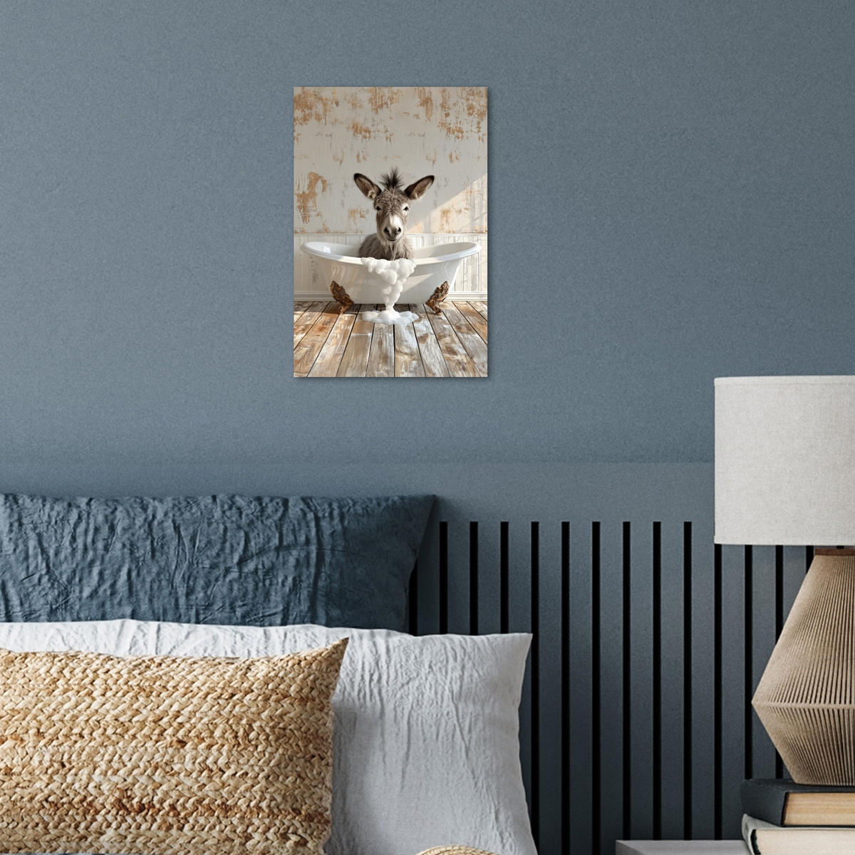 POSTER Esel - Tiere - Badewanne - Schaumstoff 20x30 cm - Weiß, Papier (20/30/0.1cm) - MuchoWow