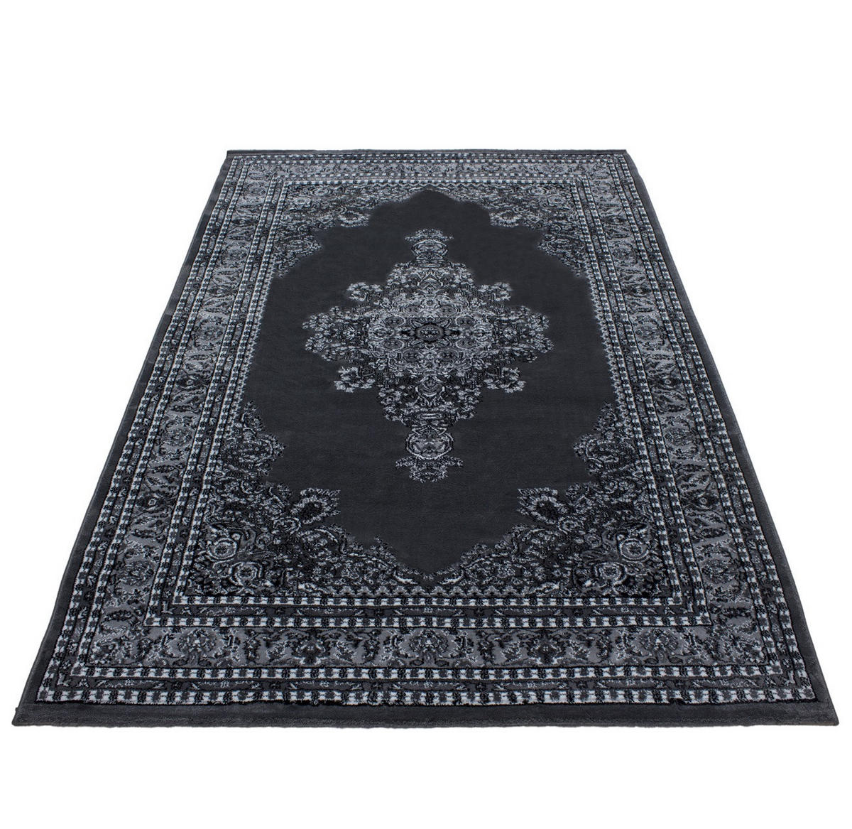 TEPPICH Orient Kurzflor Medaillon Polypropylen Wohnzimmer Grau Läufer 80x150 - Grau, Textil (80/150cm) - KADIMA DESIGN