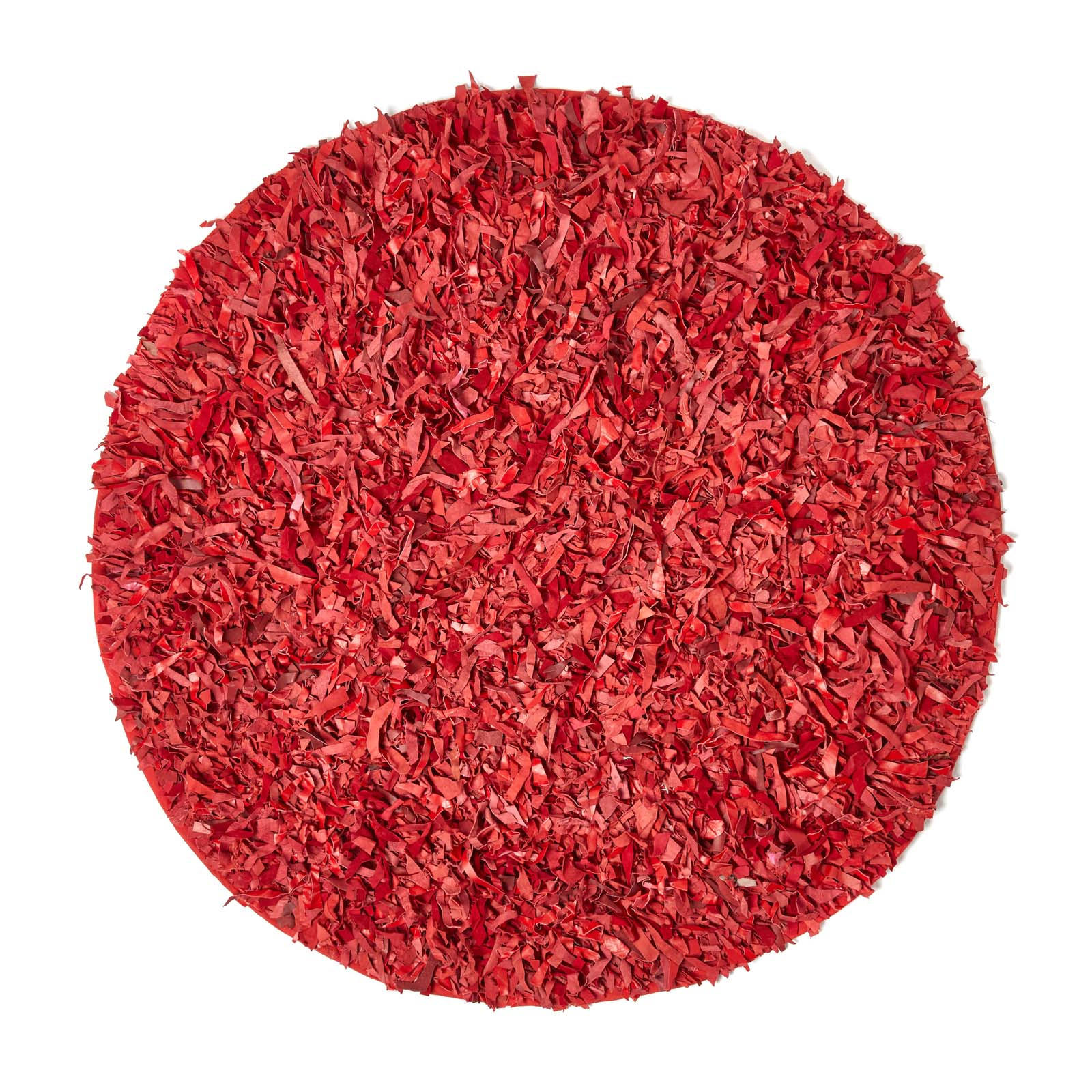 SHAGGY-TEPPICH Dallas rund 150 cm - Rot, Leder (150/150cm) - Homescapes