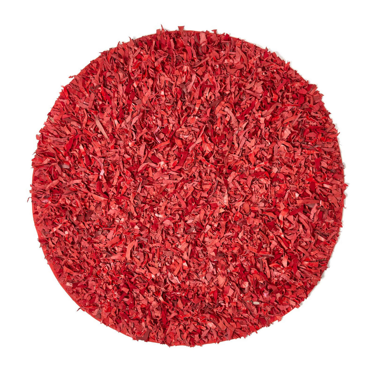 SHAGGY-TEPPICH Dallas rund 150 cm - Rot, Leder (150/150cm) - Homescapes