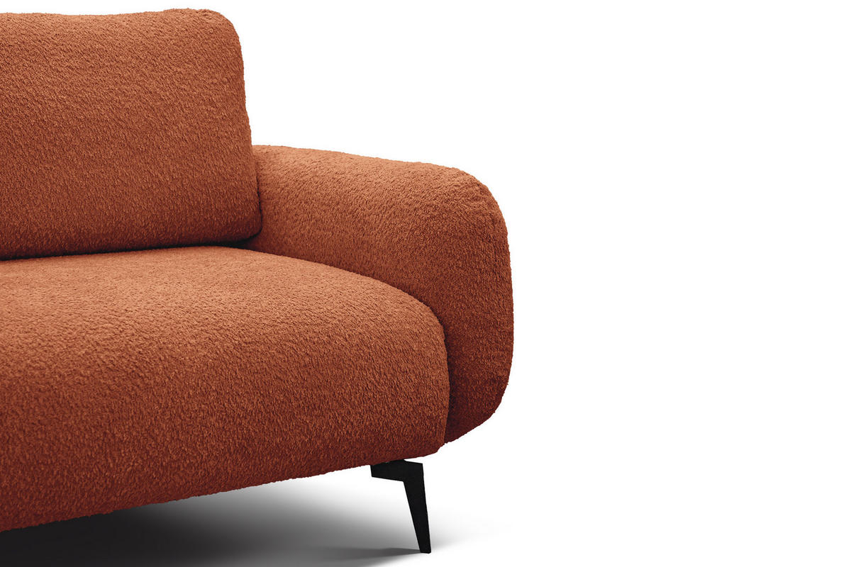 SOFA FEBE 2-Sitzer, dunkelorange - Dunkelorange/Schwarz, Holz/Textil (160/82/96cm) - Courtois Laville