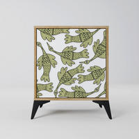 SIDEBOARD SEEDLING SONGBIRD, Eichefarben, 57,5x42x70,5 cm, Schwarze Metall-Sternfüße - Eichefarben/Multicolor, Holzwerkstoff/Metall (57.5/70.5/42cm) - SpaceRebels