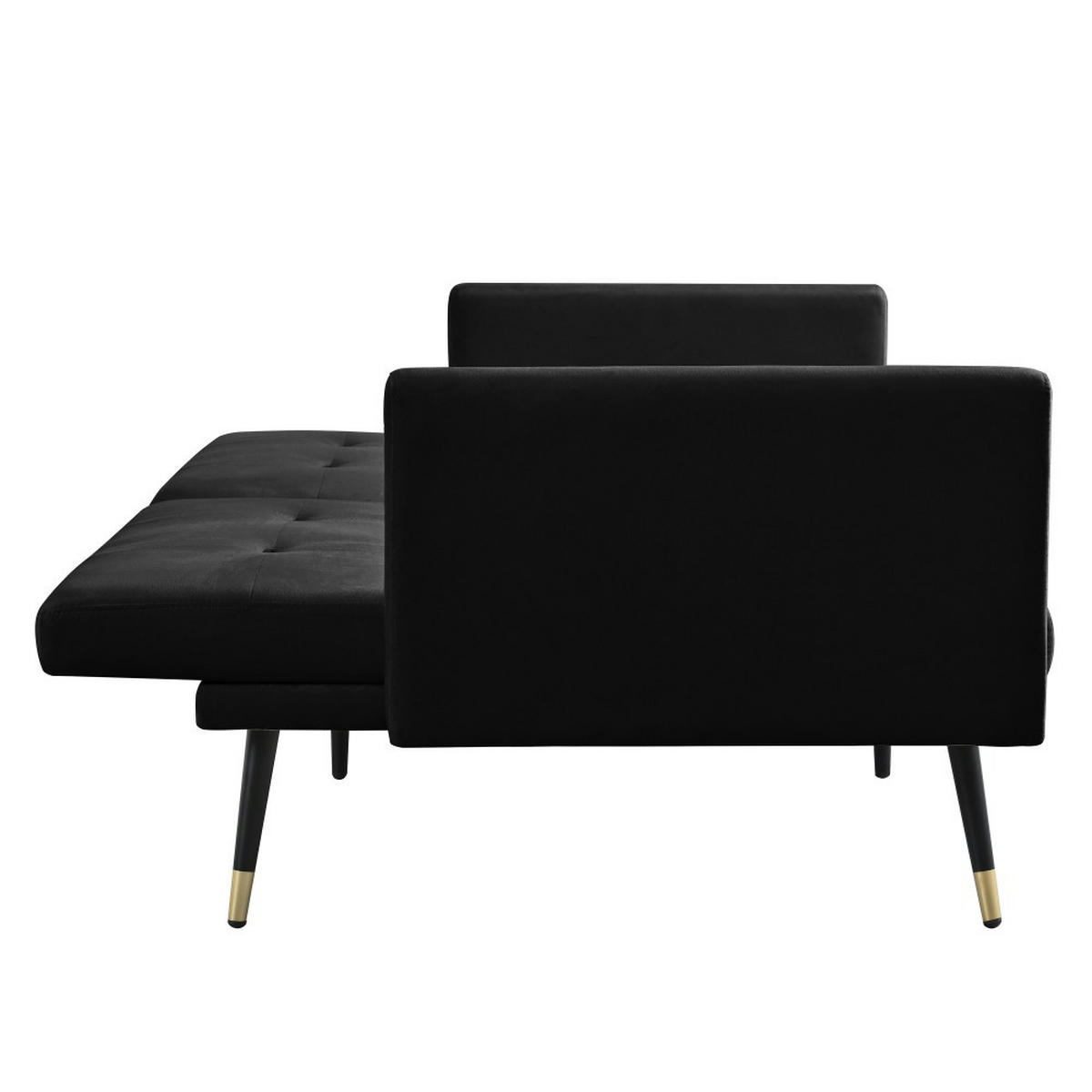 SCHLAFSOFA Zweisitzer mit Schlaffunktion,Klappsofa,Samt,Schwarz - Schwarz, Textil (164/70/51cm) - LVHOM