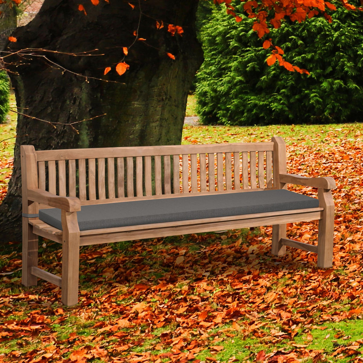 GARTENBANK Teakbank Dabel Holz Dunkelgrau Holzbank 220cm - Dunkelgrau, Holz (220/93/61cm) - DELUKE