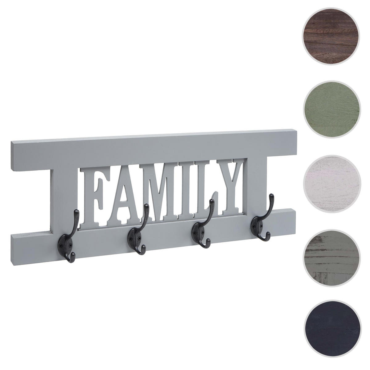 WANDGARDEROBE FAMILY SHABBY-LOOK Grau, Blau - Blau/Grau, Holz (60/21/2cm) - MCW