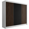 KLEIDERSCHRANK mit Lamel-Schiebetüren VILANv2 - 250 cm Weiß + Lamelle Eiche Wotan - Eiche Wotan/Weiß, Holzwerkstoff (250/215/61cm) - ALTDECOR