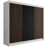 KLEIDERSCHRANK mit Lamel-Schiebetüren VILANv2 - 250 cm Weiß + Lamelle Eiche Wotan - Eiche Wotan/Weiß, Holzwerkstoff (250/215/61cm) - ALTDECOR