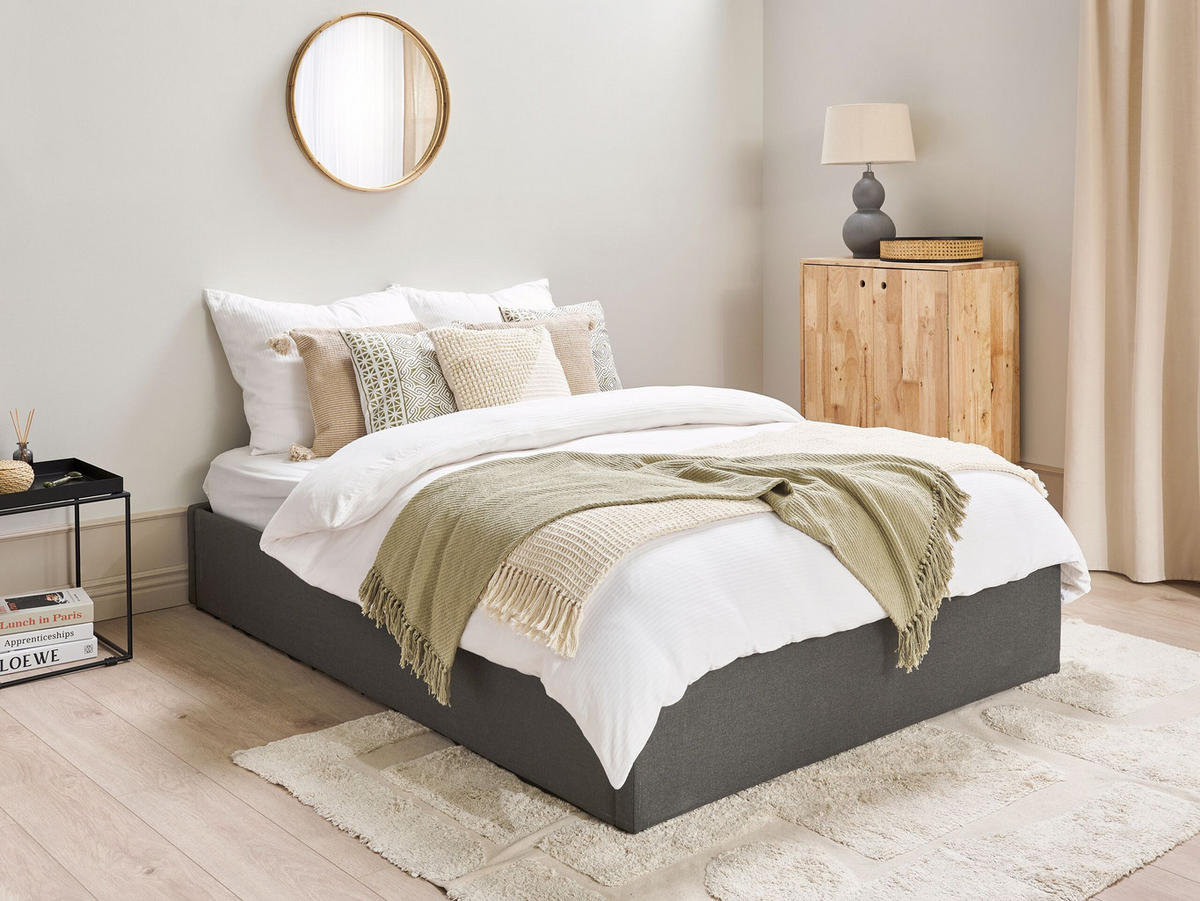 POLSTERBETT 140/200cm Dunkelgrau Dinan - Dunkelgrau, Textil (140/200cm) - Beliani