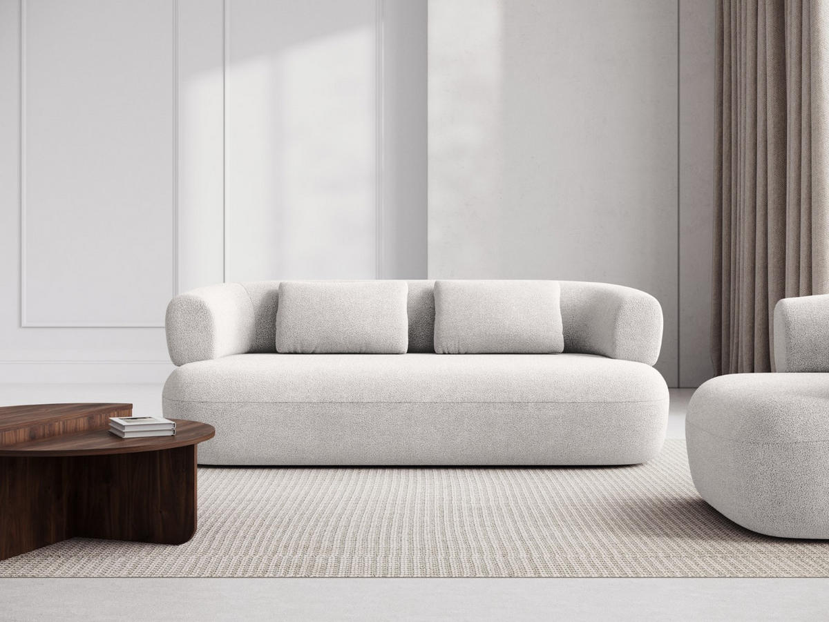 SOFA Jenny aus Boucle elfenbein 3 Sitzplätze - Creme, Textil (90/73/178cm) - Micadoni