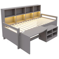KINDERBETT 90/200 cm DE-32641 mit Schreibtisch, LED und Steckdose Grau - Grau, Holzwerkstoff (90/200cm) - ComfortXL