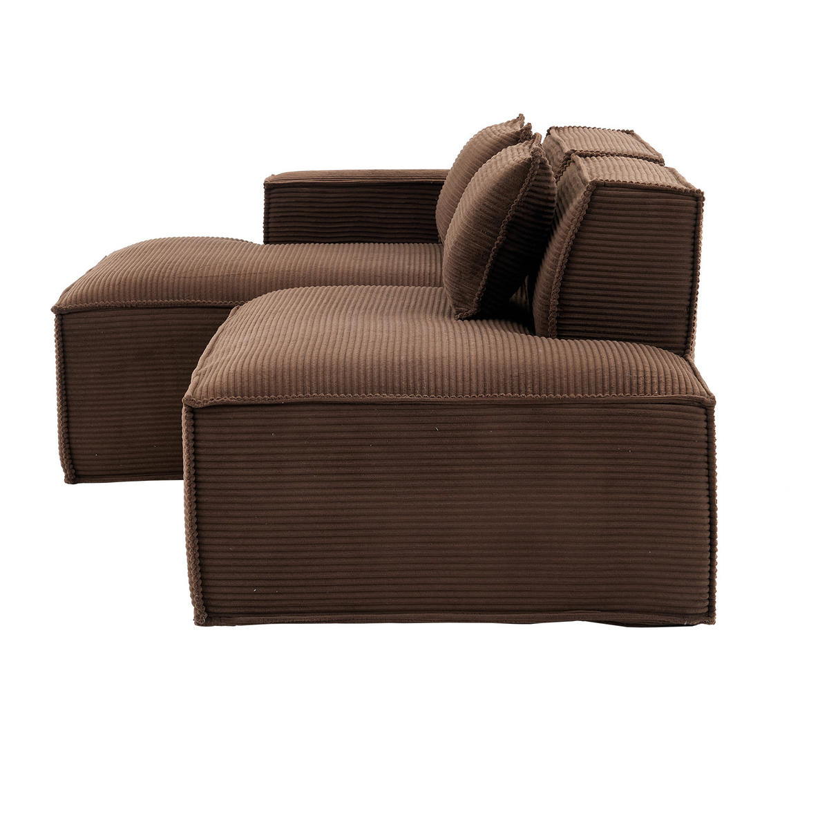 ECKSOFA DE-35208 mit 2 Kissen Braun - Braun, Textil (129/235cm) - ComfortXL