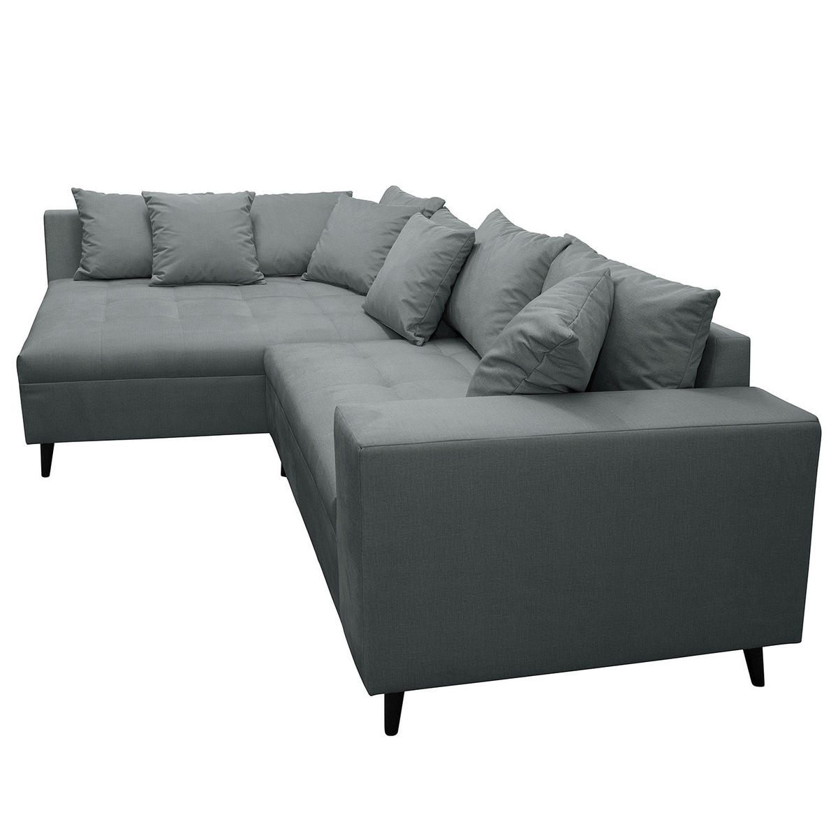 ECKSOFA mit Hocker - Anthrazit, Holz/Birkenholz (247/174cm) - home24