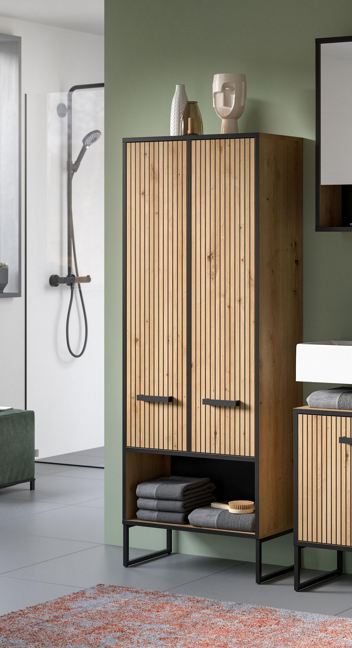 HOCHSCHRANK breit BAGNO (B/H/T: ca. 59/159/32 cm) in Artisan Oak Nachbildung/Artisan Oak Nachbildung - Eiche Artisan, Holzwerkstoff (59/159/32cm)