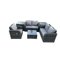 LOUNGEGARNITUR Polyrattan Dunkelgrau 5-Sitzer - Dunkelgrau, Metall - Fimous