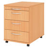 ROLLCONTAINER - mit 3 Schubladen 58/42,8/59 cm in Buchefarben Bogengriff (Kunststoff) - Buchefarben, Holzwerkstoff (42.8/59/58cm) - bümö