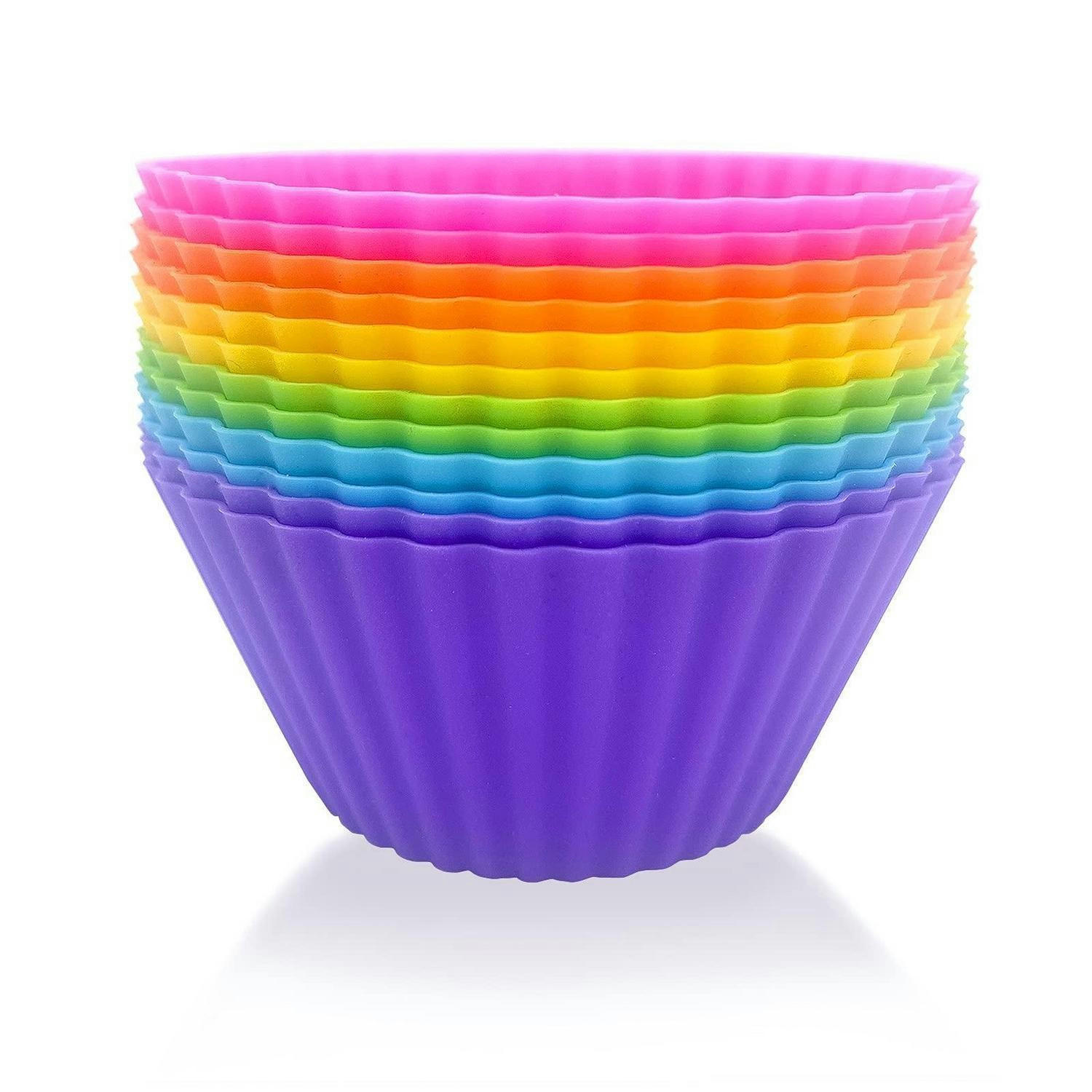 MUFFINFORMEN Silikon 12 Stück Set - Violett, Kunststoff (4.5/3.5/7cm)