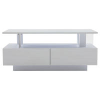 COUCHTISCH Weiß, 100/50/42 cm mit LED und Stauraum - Weiß, Kunststoff (50/100/42cm) - PANGIVO