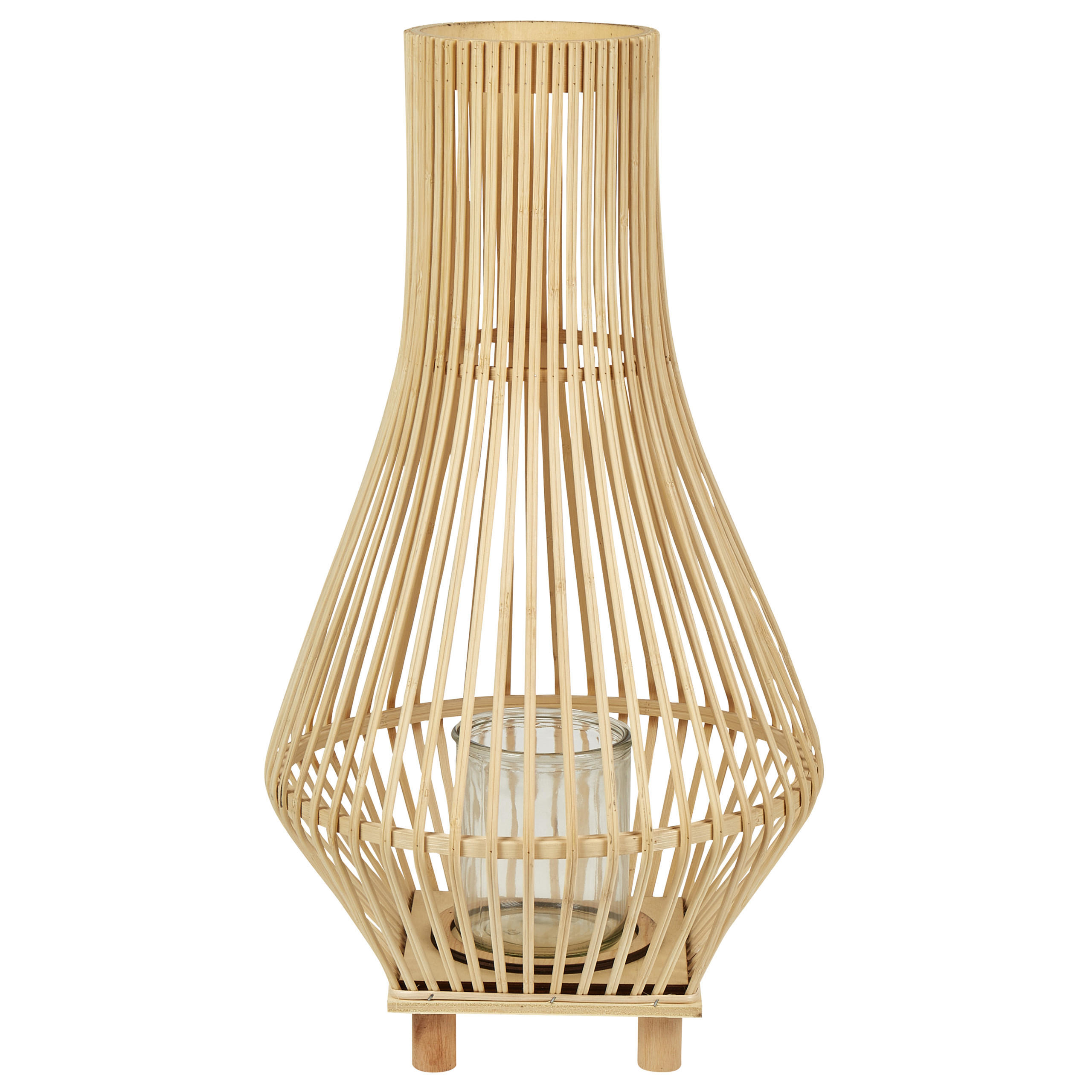 LATERNE Braun Leyte - Braun, Holz (30/58/30cm) - Beliani