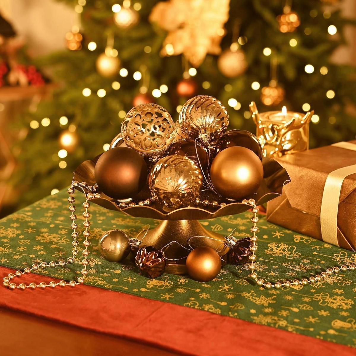 CHRISTBAUMKUGELN 100-teiliges Set Bronze - Bronzefarben, Kunststoff (6/6/6cm)