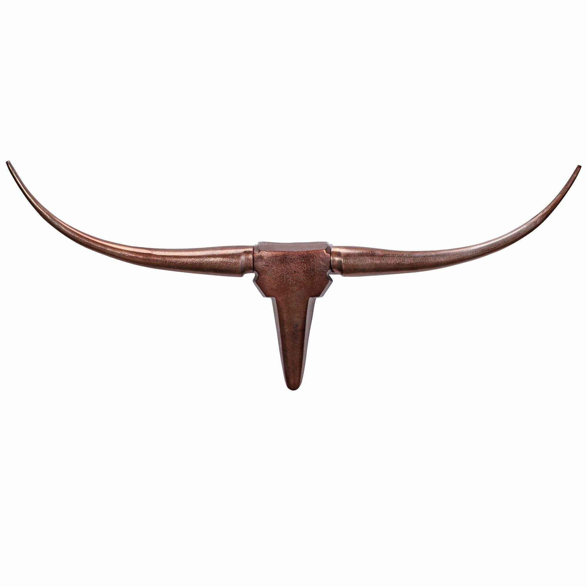 WANDDEKO Bull Geweih aus Aluminium 125 cm Breite, Bronze 100x6x40 cm - Bronzefarben, Metall (100/40/6cm) - KADIMA DESIGN