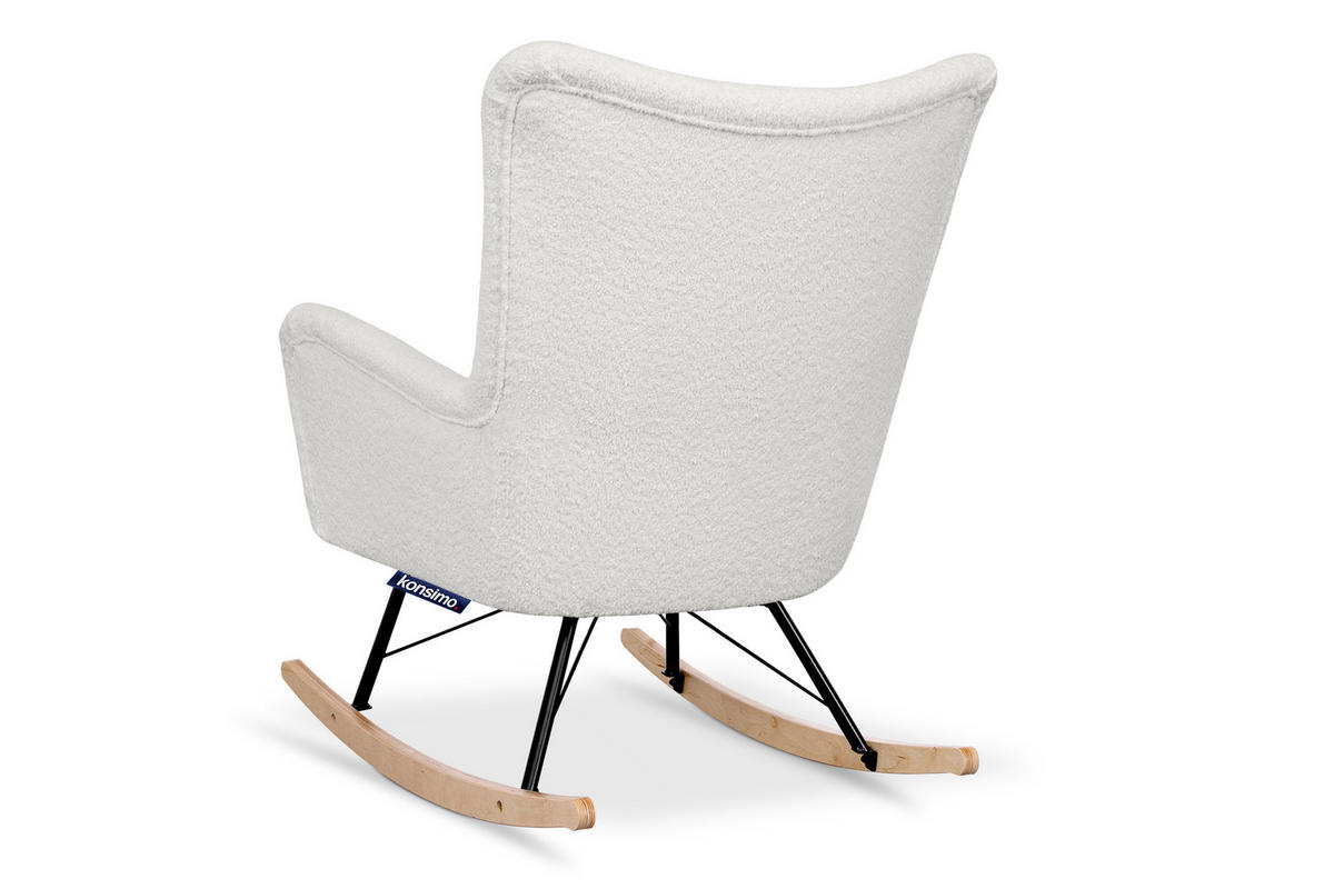 SCHAUKELSESSEL ADDUCTI breiter Sitz für mehr Komfort, Cremeweiß - Eichefarben/Creme, Holz/Textil (75/94/112cm) - KONSIMO®