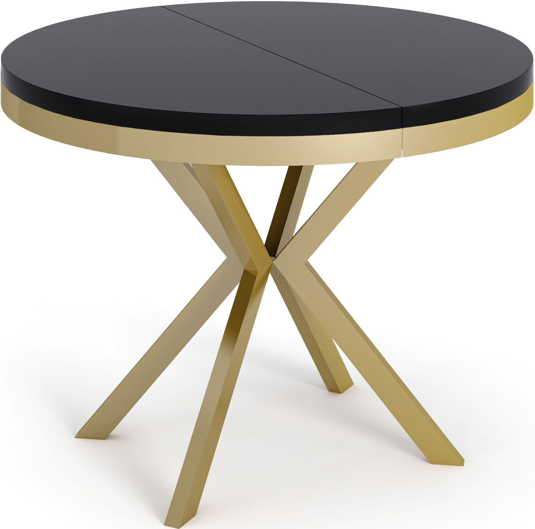 ESSTISCH Dina runder ausziehbarer, Schwarz 100-180/100/76 cm - Goldfarben/Schwarz, Holzwerkstoff/Metall (100/100/76cm) - WFL GROUP