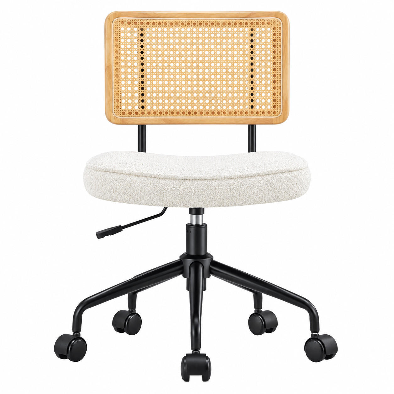 BÜROSTUHL Vintage, Elfenbein, Chenille, Rattan, verstellbar - Weiß, Textil (58.5/91.5/55cm)