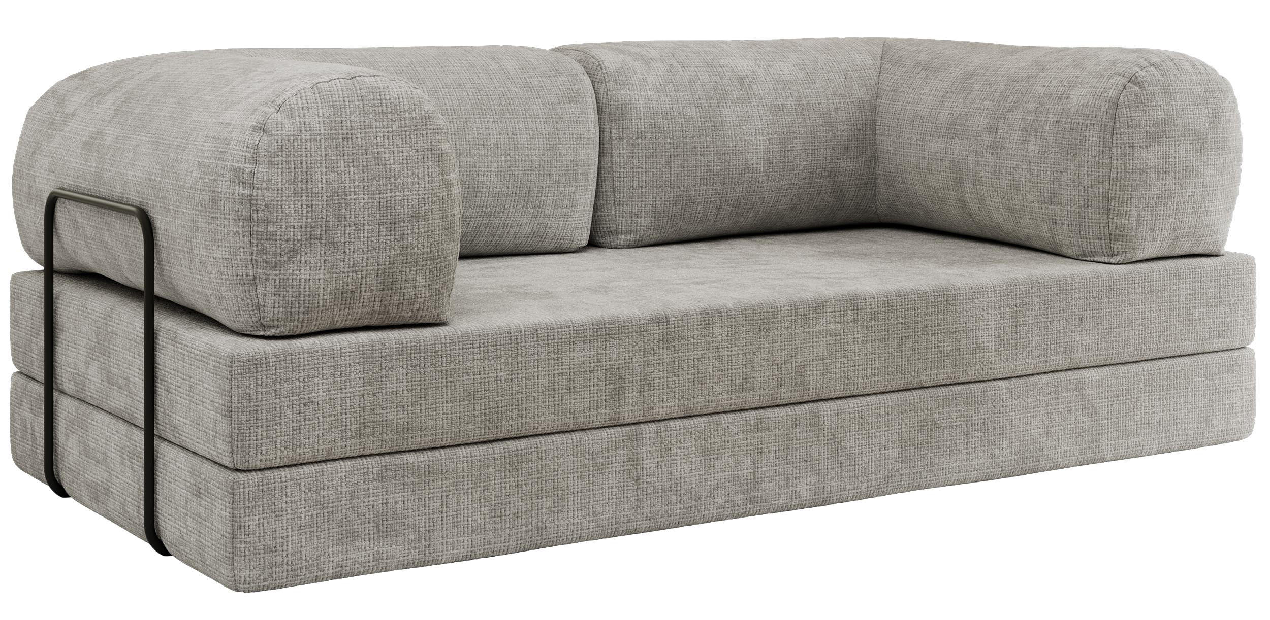 3-SITZER SOFA ORSETTO - Hellgrau Schenille grob gewebt - Hellgrau/Schwarz, Textil/Metall (200/70/100cm) - MKS