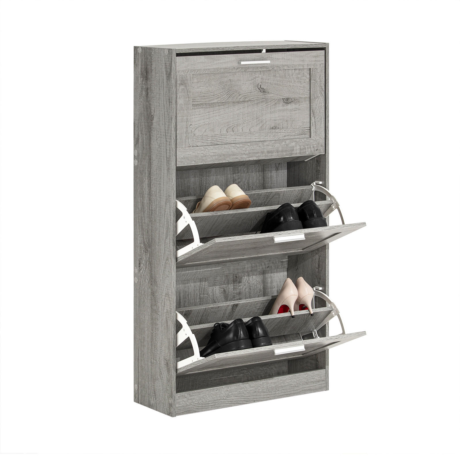 SCHUHSCHRANK Grau - Grau, Holzwerkstoff (60/115/23cm) - SoBuy