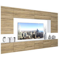 WOHNZIMMERWAND mit LED-Beleuchtung TV-Schrank Sonoma Eiche - Eschefarben, Holz (300/180/36cm) - B BELINI GROUP