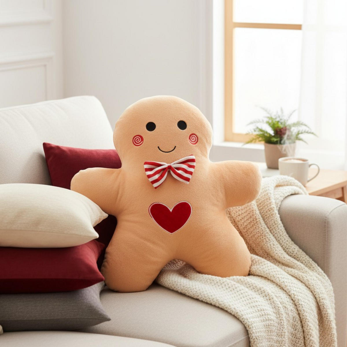 WEIHNACHTSKISSEN Lebkuchenmann 37/43 cm - Beige, Textil (37/10/43cm) - Home Styling Collection