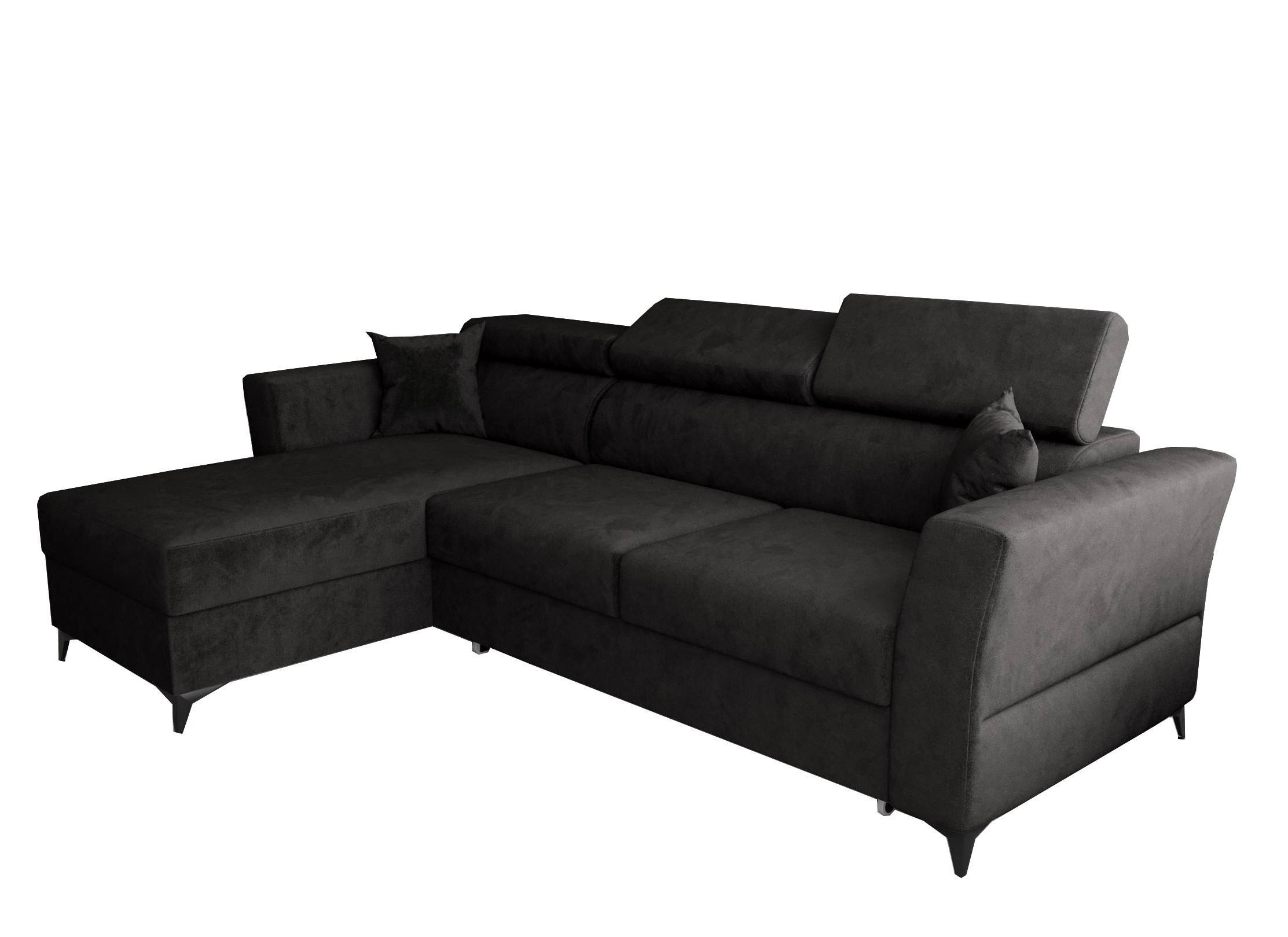 ECKSOFA L Form Ribella Grafit 265/180/100 cm Links mit Schlaffunktion - Schwarz, Textil/Metall (180/265cm) - AX Living