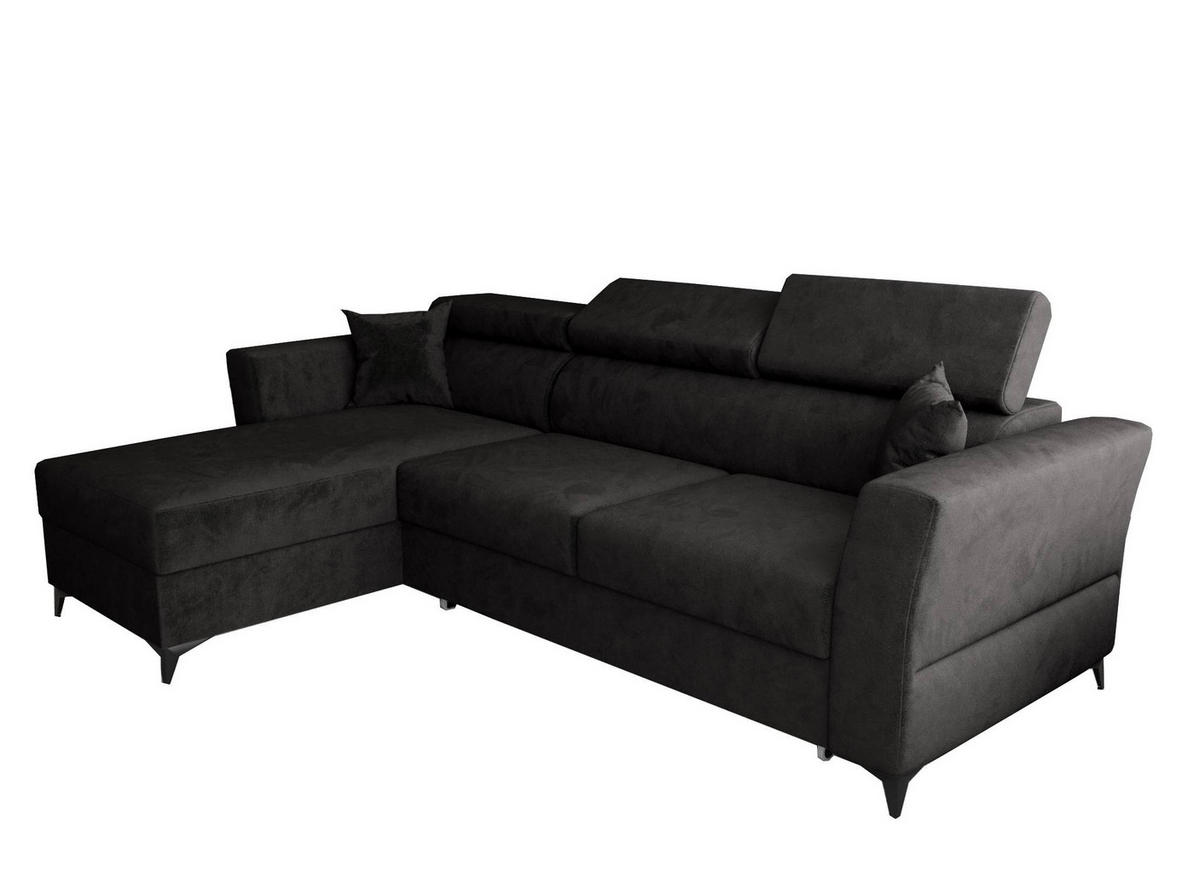 ECKSOFA L Form Ribella Grafit 265/180/100 cm Links mit Schlaffunktion - Schwarz, Textil/Metall (180/265cm) - AX Living